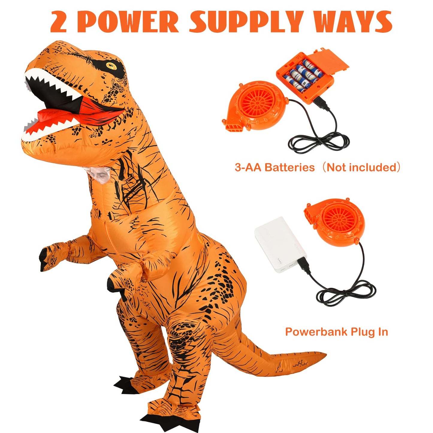 YEAHBEER Inflatable Dinosaur Costume for Kids,T-Rex Dinosaur Costume Kid, Blow up T-Rex Funny Fancy Inflatable Costume for Halloween Dress & Party Cosplay (Brown