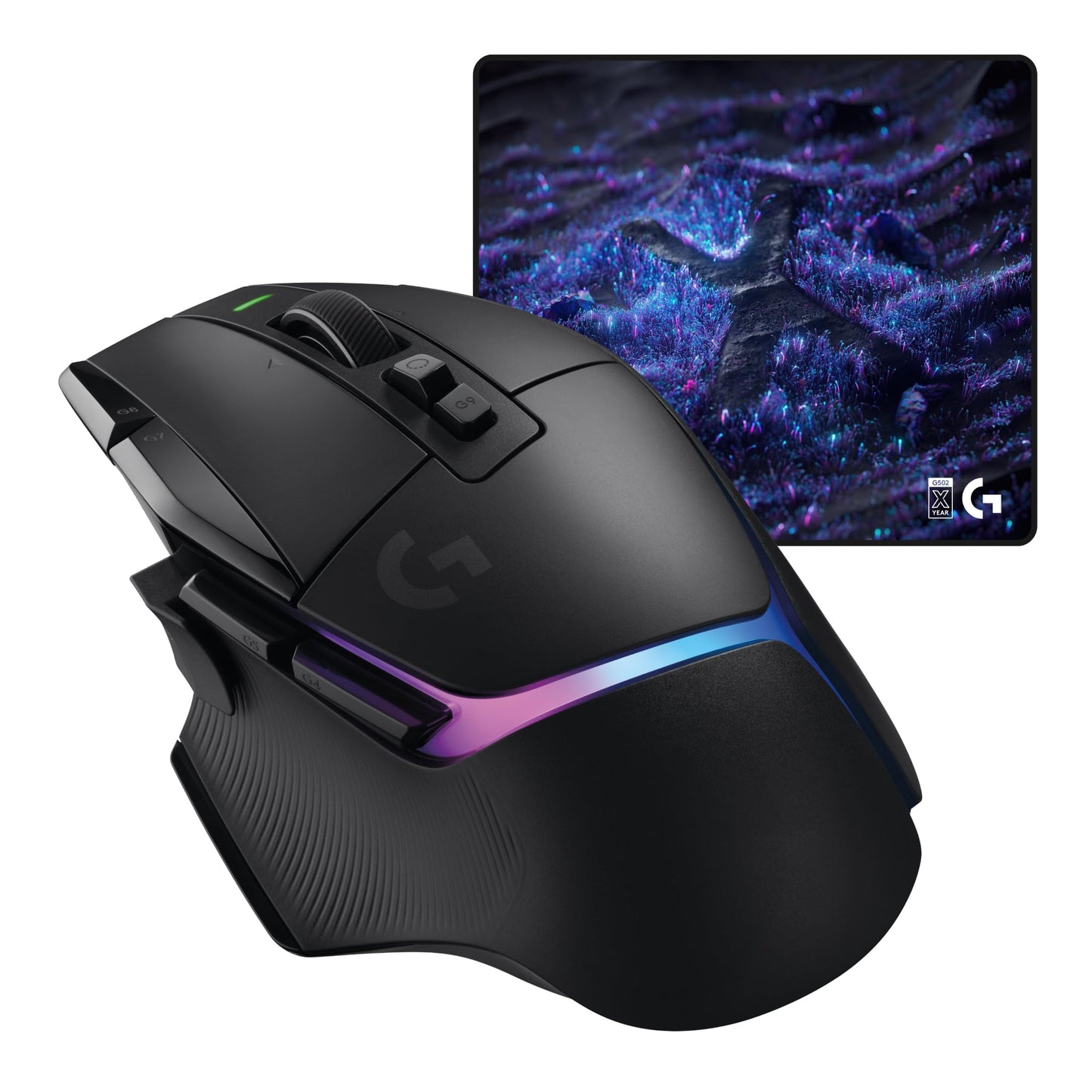 Logitech G502 X Plus Lightspeed Wireless RGB Gaming Mouse and G640 SE Large Cloth Gaming Mouse Pad (460 x 400 x 3 mm) - Black