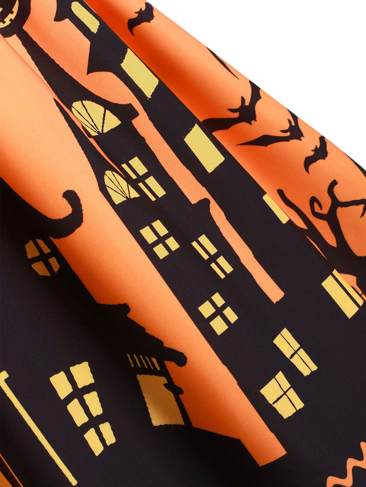 ZEZCLO Women's Plus Size Halloween Dress Funny Striped Pumpkin Halloween Costume Flared Dresses Orange 4XL