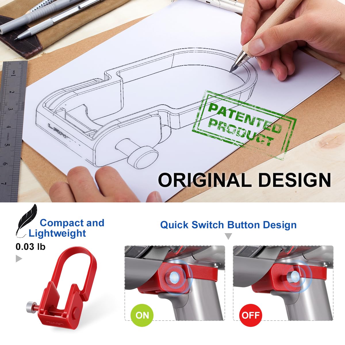 LANMU Trigger Lock Compatible with Dyson Outsize Cordless Stick Vacuum Cleaner, Upgraded Power Button Switch Accessories Attachments (Only Fits Outsize Model