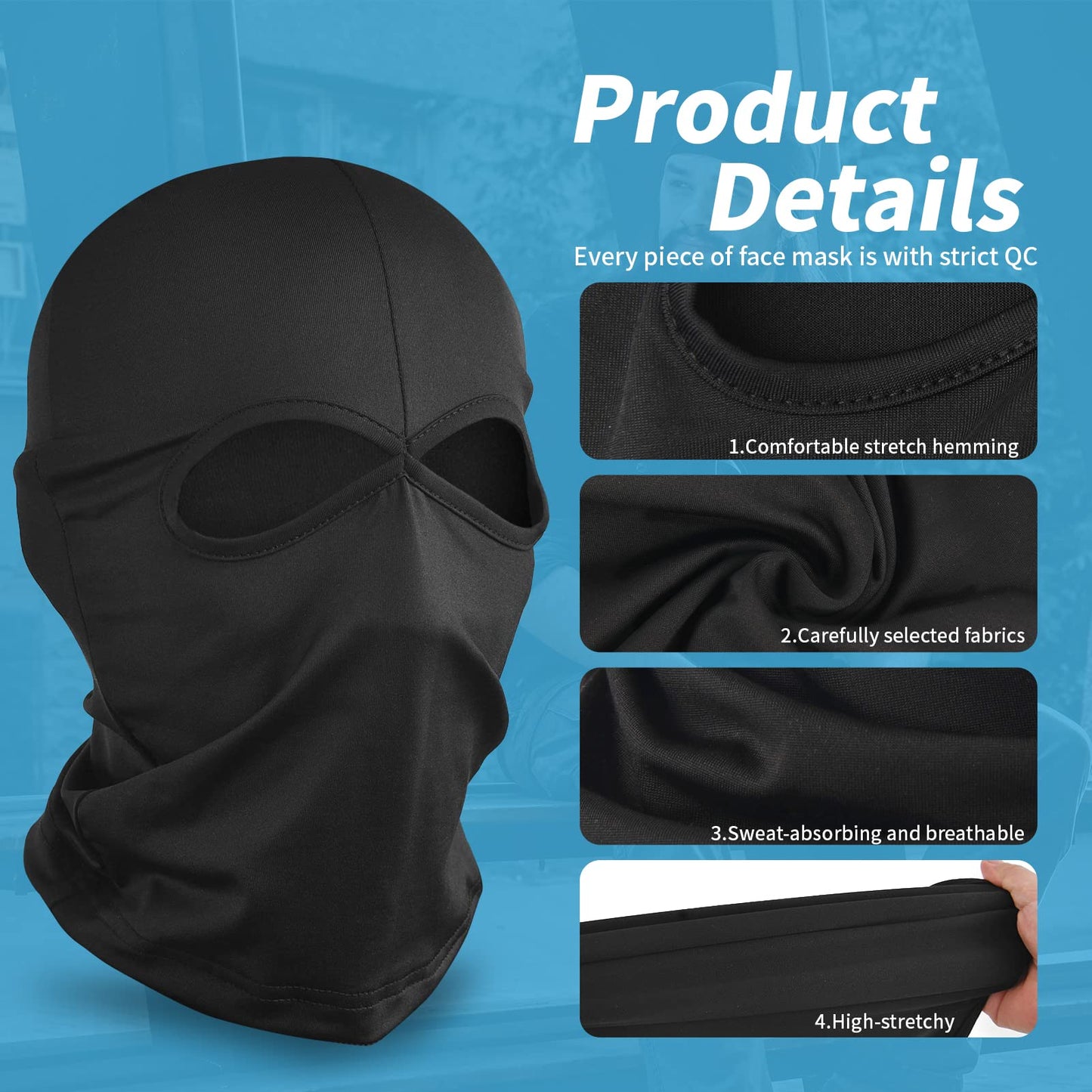 YESLIFE Black Ski Mask, Balaclava Face Mask for Men and Women, Boys and Girls – Cosplay Costume Accessory for Halloween Party
