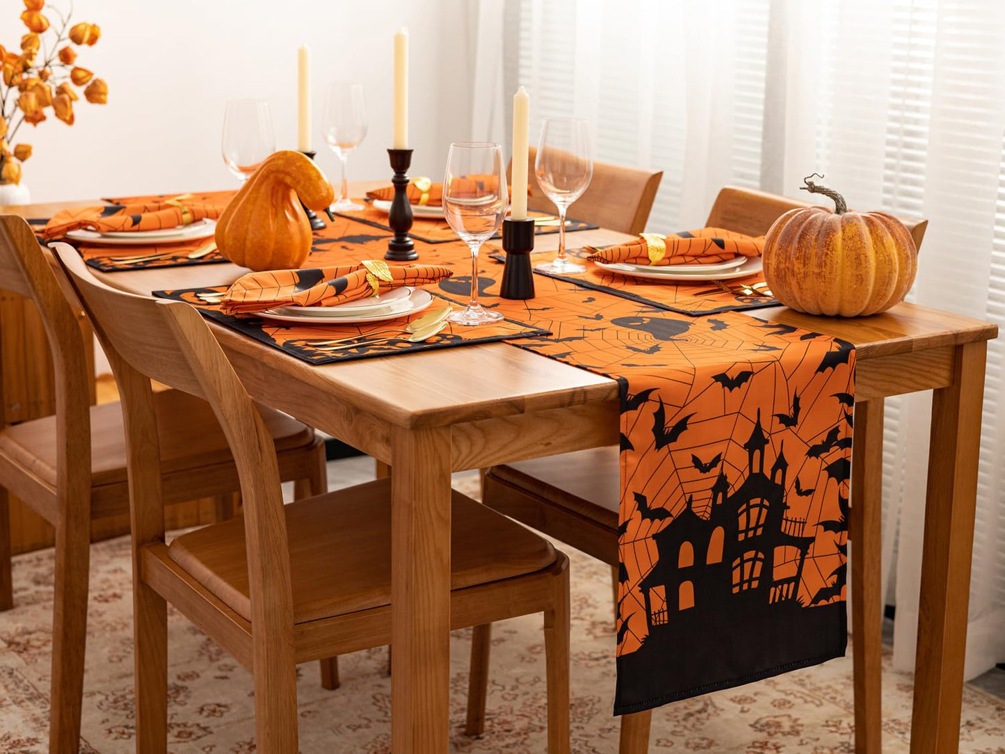 YiHomer Halloween Silhouettes Tabletop for Halloween Decorations, Dinner Parties and Scary Movie Nights, Horror Night, Napkin Set, 20 x 20
