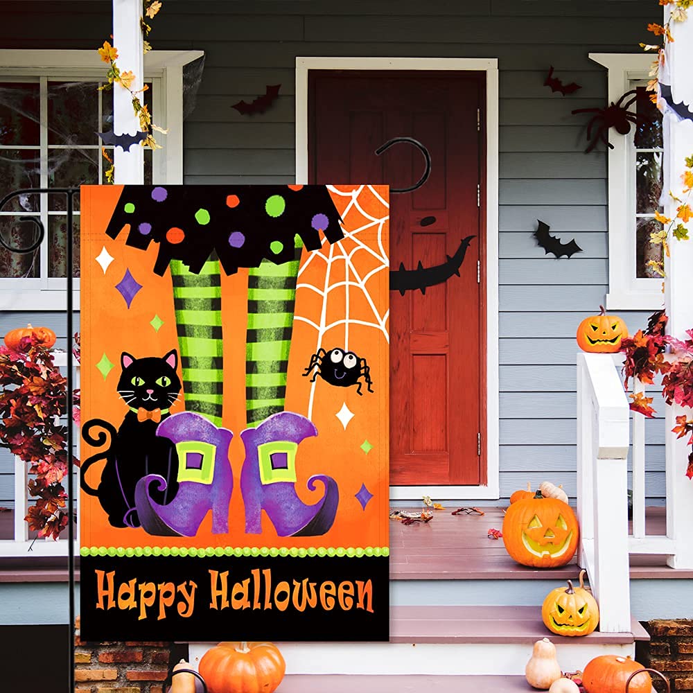 YMYIELD Happy Halloween Garden Flag 12x18 Inch Double Sided Trick or Treat Yard Outdoor Decoration