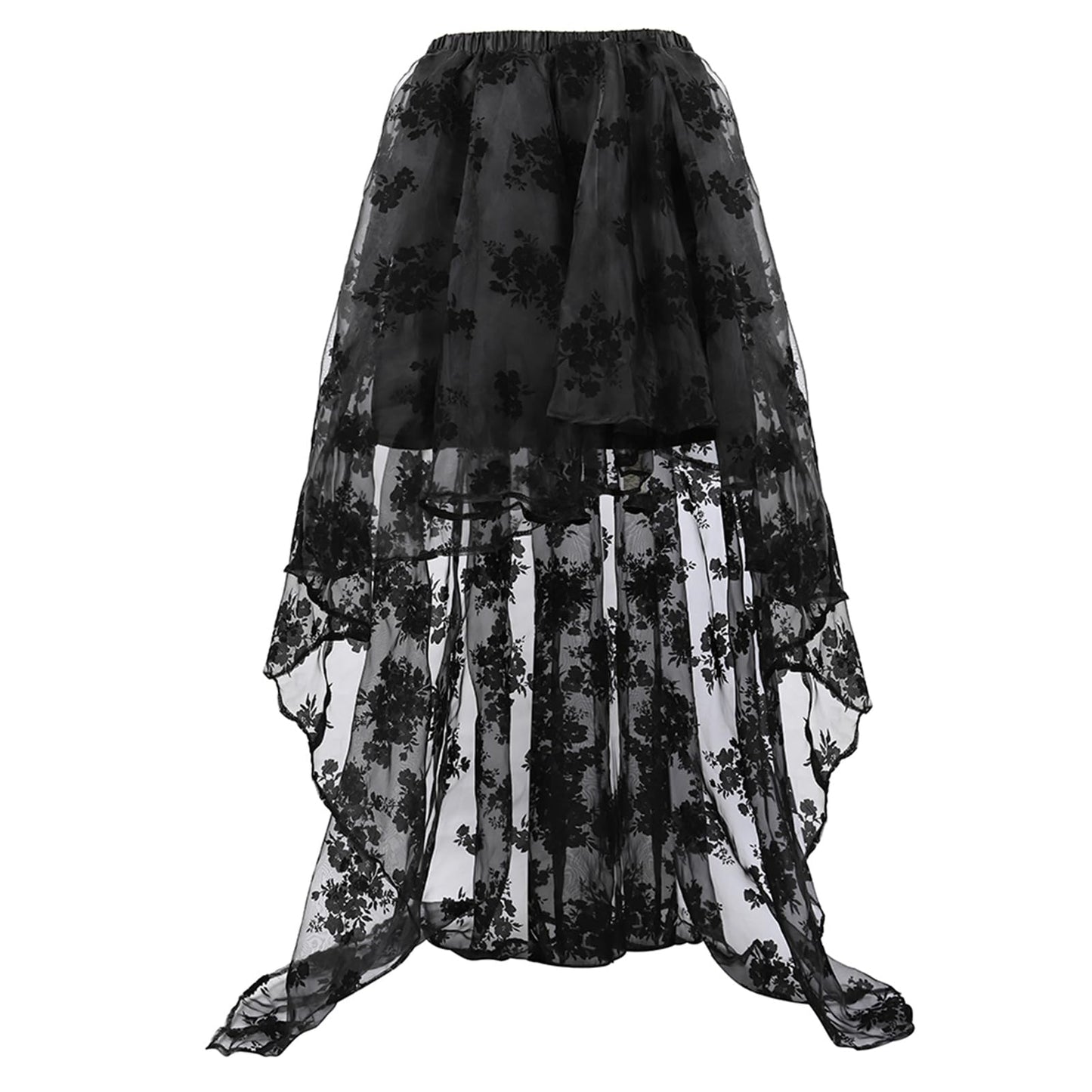 Zhitunemi Women's Steampunk Costume Victorian Skirt Corset Dress for Girls Plus Size Wedding Dressing Ruffle High Low Outfits Black XL