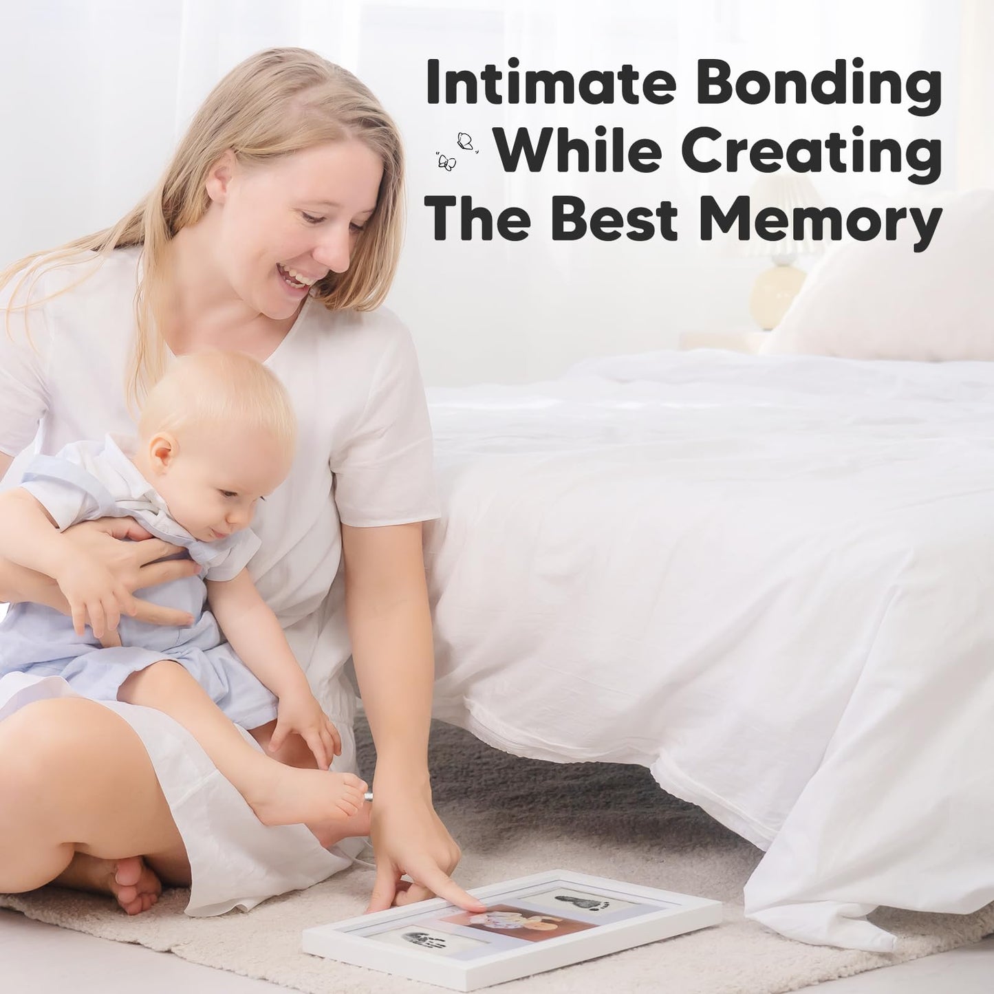 Inkless Baby Hand and Footprint Kit Boy, Girl - No Mess Ink Pad for Handprint, Clean Touch Dog Paw Print Kit, Personalized Baby Shower Gifts, Nursery Newborn Keepsake Frame (Alpine White)