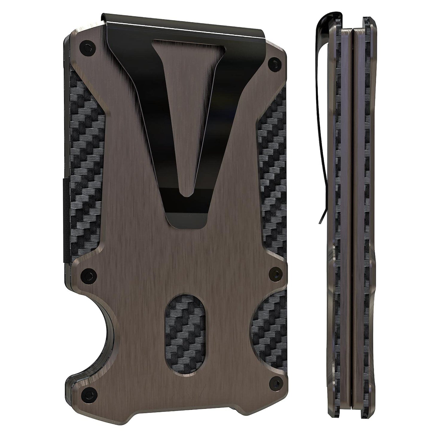 WXM Wallet for Men RFID Blocking Slim Front Pocket Real Carbon Fiber Credit Wallet Minimalist Best Mens Gift (Bronze)
