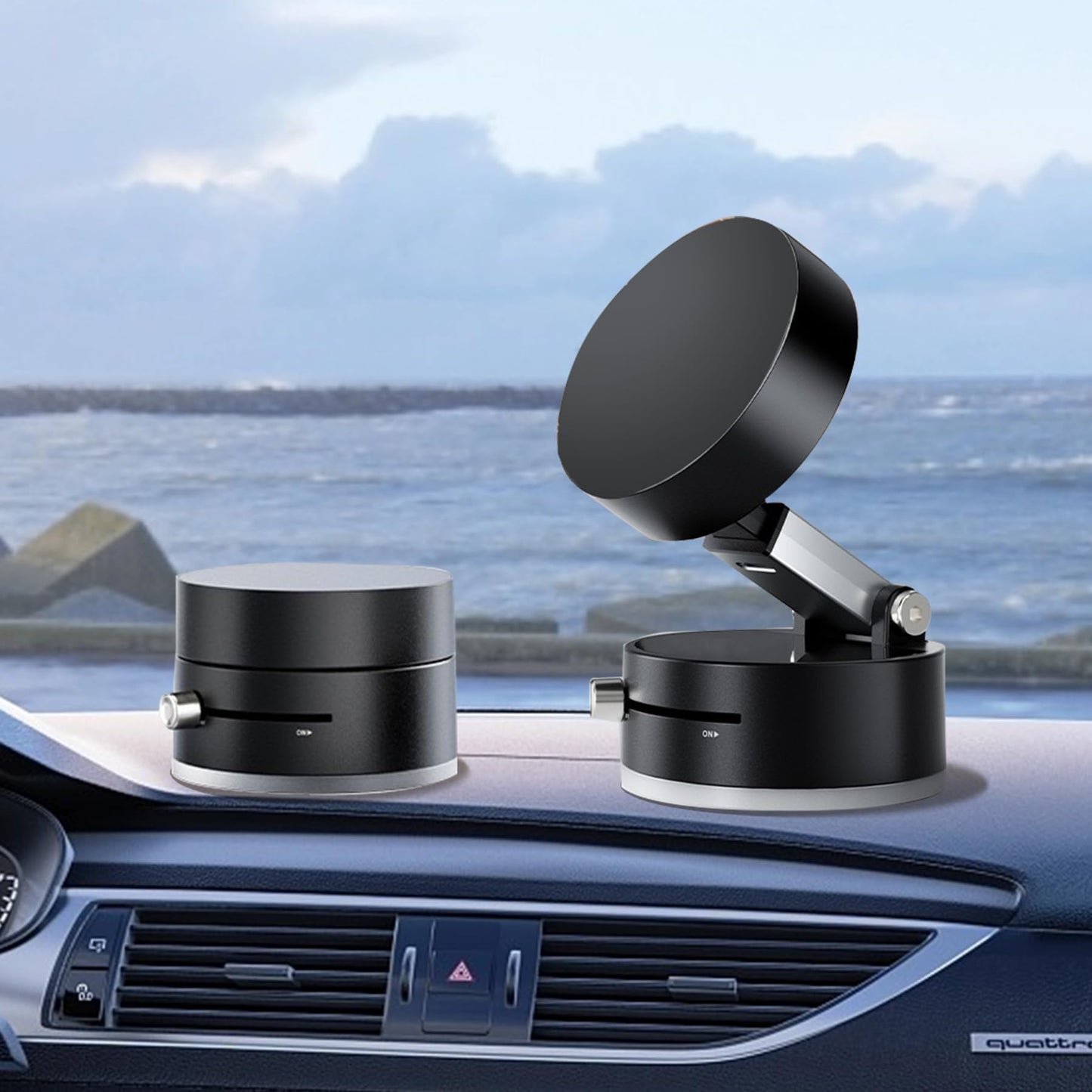 2025 New Magnetic Phone Holder with Vacuum Suction,Foldable Retractable Phone Mount,Dual-Sided Mount for All Phones, Universal Compatibility, Durable Plastic for Car, Gym, Smooth Surfaces