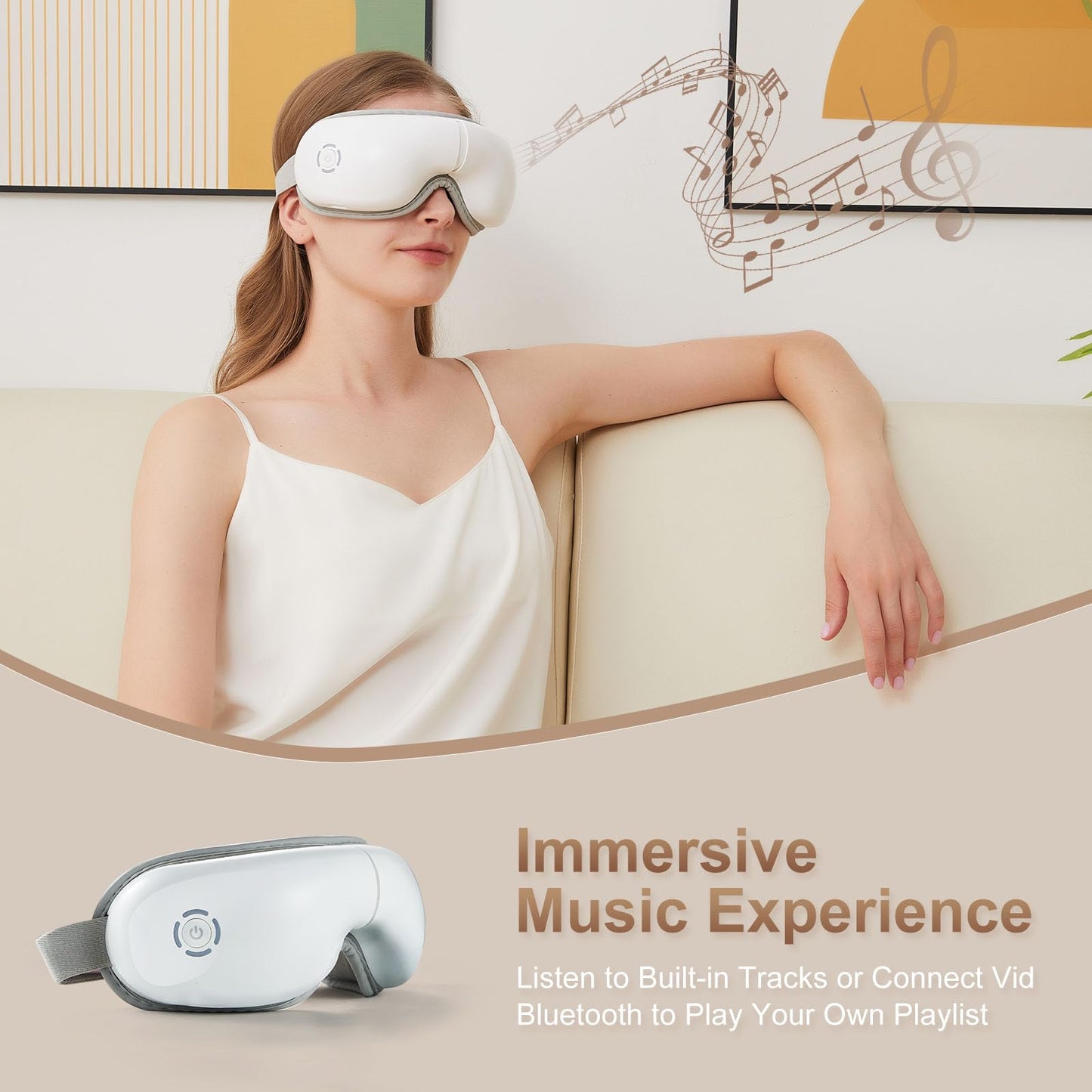 LAOBEN Eye Massager with Heat, Heated Eye Mask with Bluetooth Music, Massages Eye Muscles, Eye Care Gift with 5 Massage Modes and 180° Folding Design, Gifts for Friend, Mom and Dad