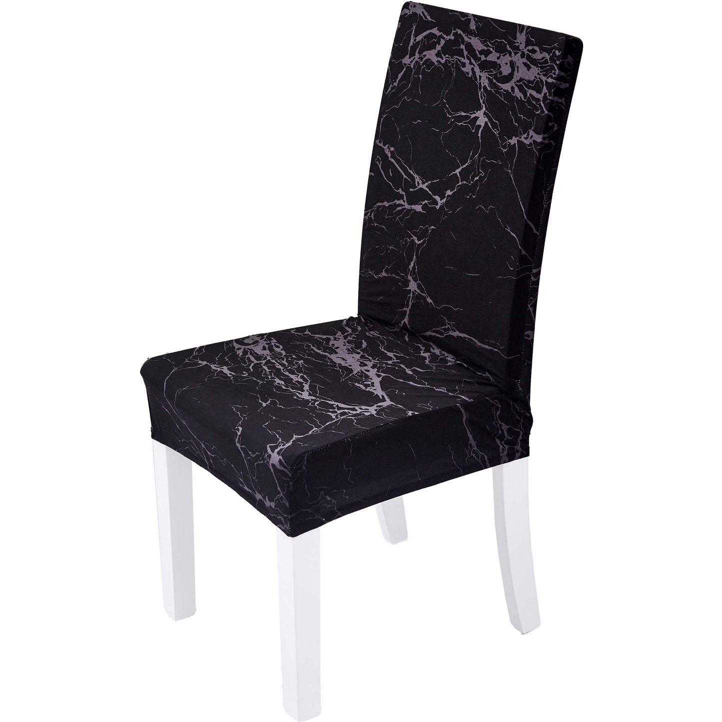 Yiaizhuo Chair Covers for Dining Room Set of 6 Pack Black Marble Slipcovers High Back Chairs Cover Stretch Spandex Slipcover for Wedding Party Restaurant