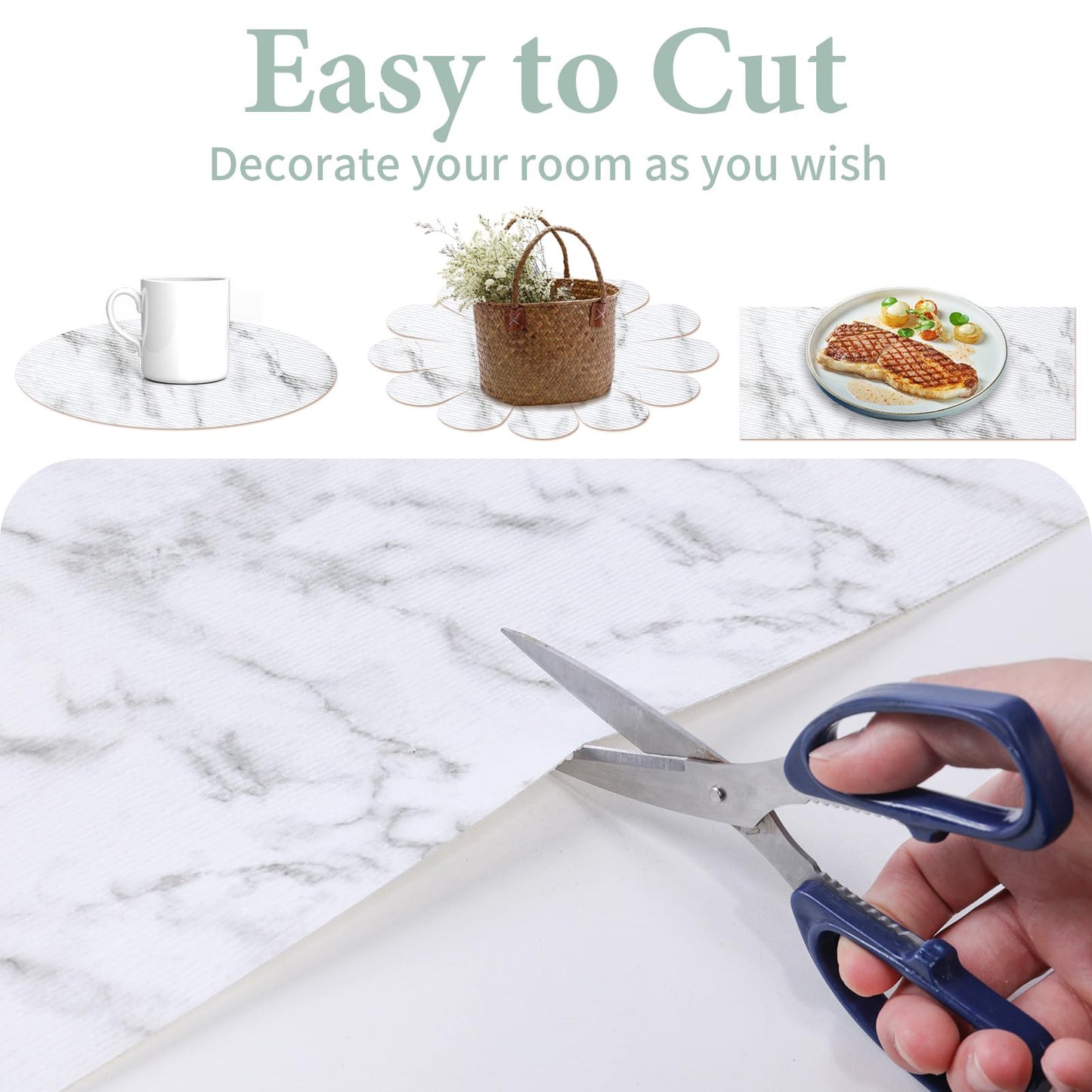 2-Layer Drawer and Shelf Liner for Kitchen Cabinet: 12 in X 20 Ft Non Slip Waterproof Shelf Paper Non Adhesive Refrigerator Liners White Marble Easy Liners for Bathroom with Knife Tape Measure