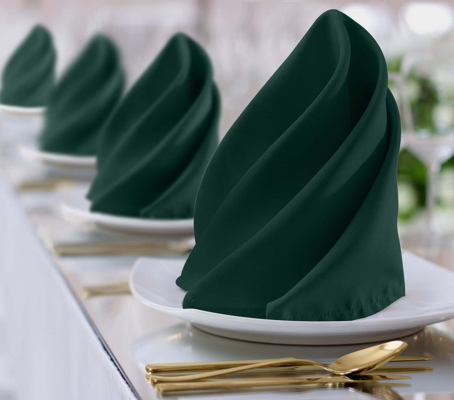 24Pcs Cloth Napkins 17x17 Inches Hunter Green Napkins Cloth Washable with Hemmed Edges for Restaurants, Lunch, Weddings, Decoration, Banquets, Party, Event - Reusable Bulk Linen Dinner Table Napkin