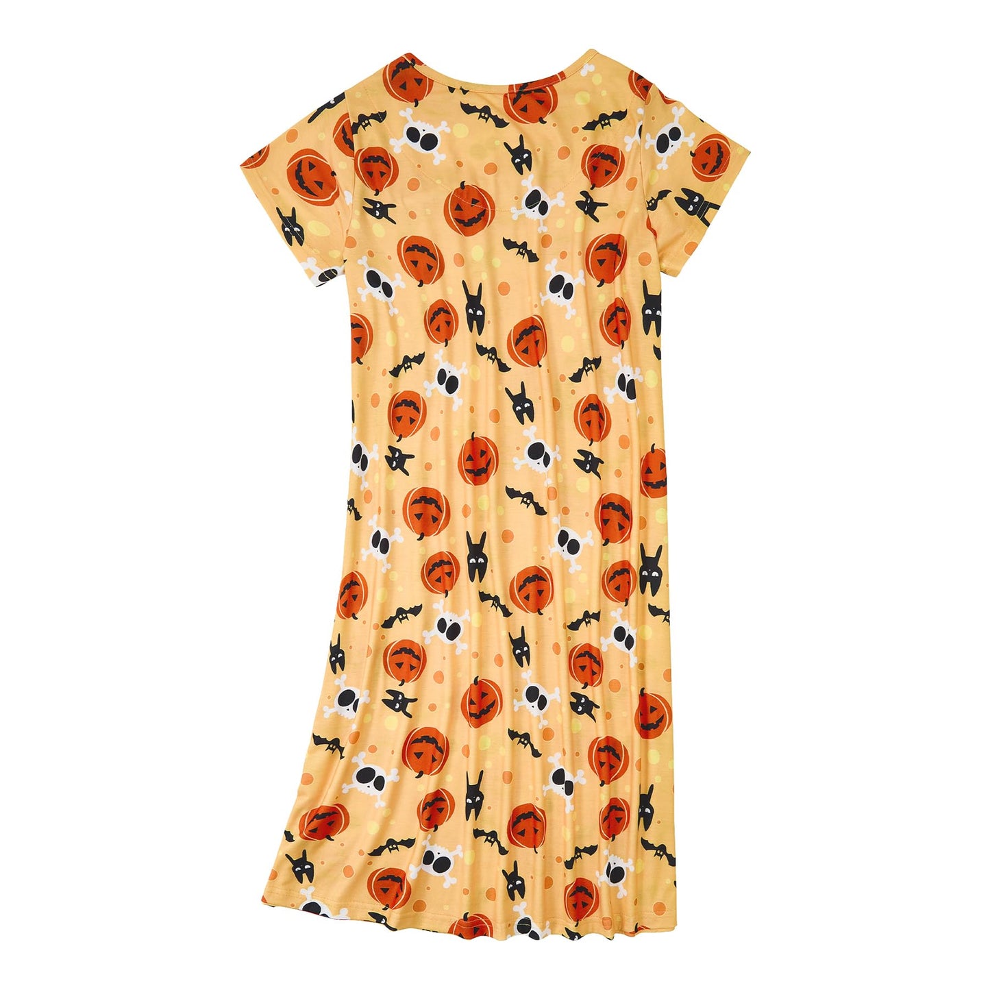Zando Women's Halloween Pajamas Set - Cotton Nightgowns PJs Soft Night Gowns for Adult Women Pumpkin Skull Medium