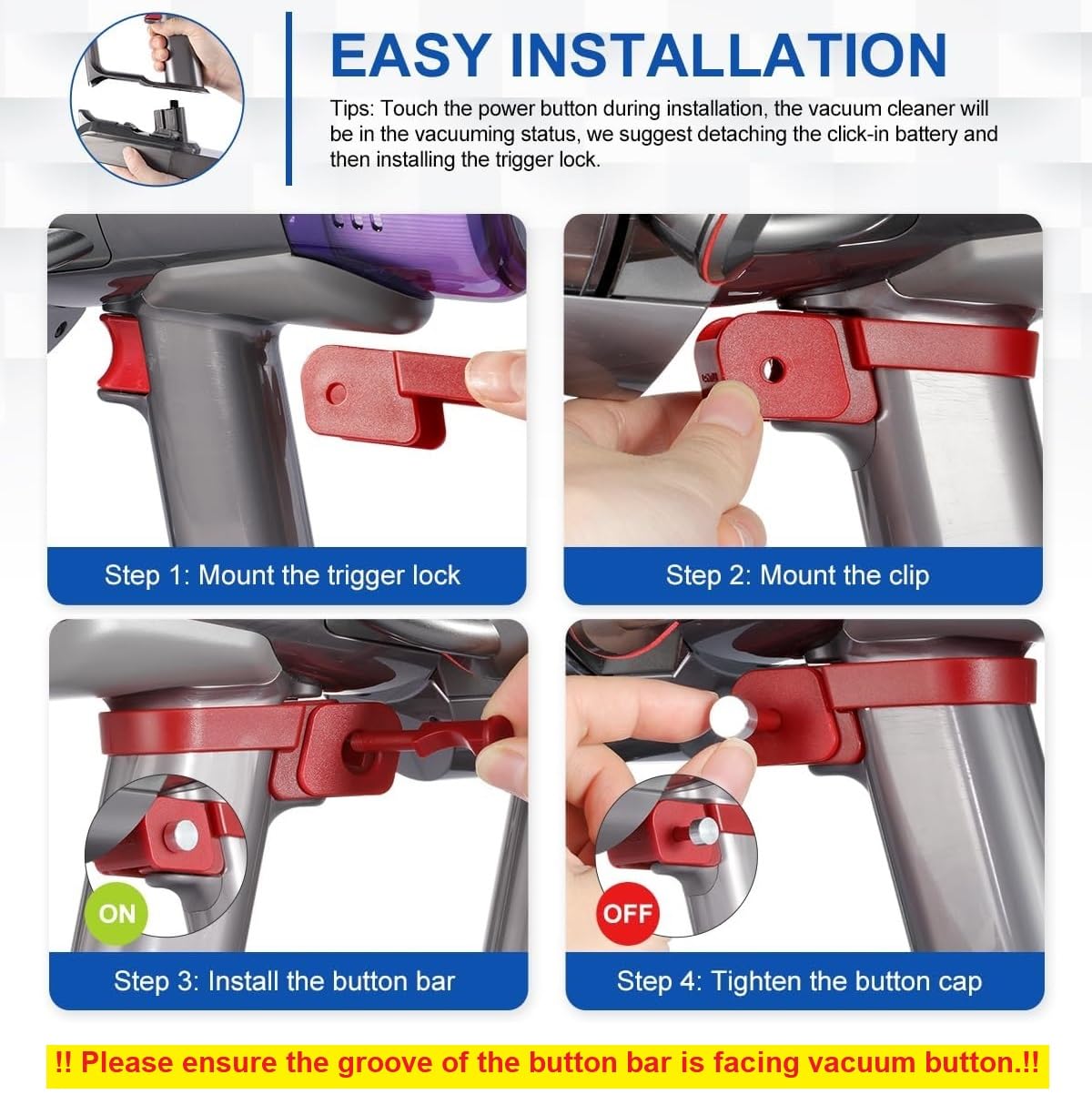 LANMU Trigger Lock Compatible with Dyson Outsize Cordless Stick Vacuum Cleaner, Upgraded Power Button Switch Accessories Attachments (Only Fits Outsize Model