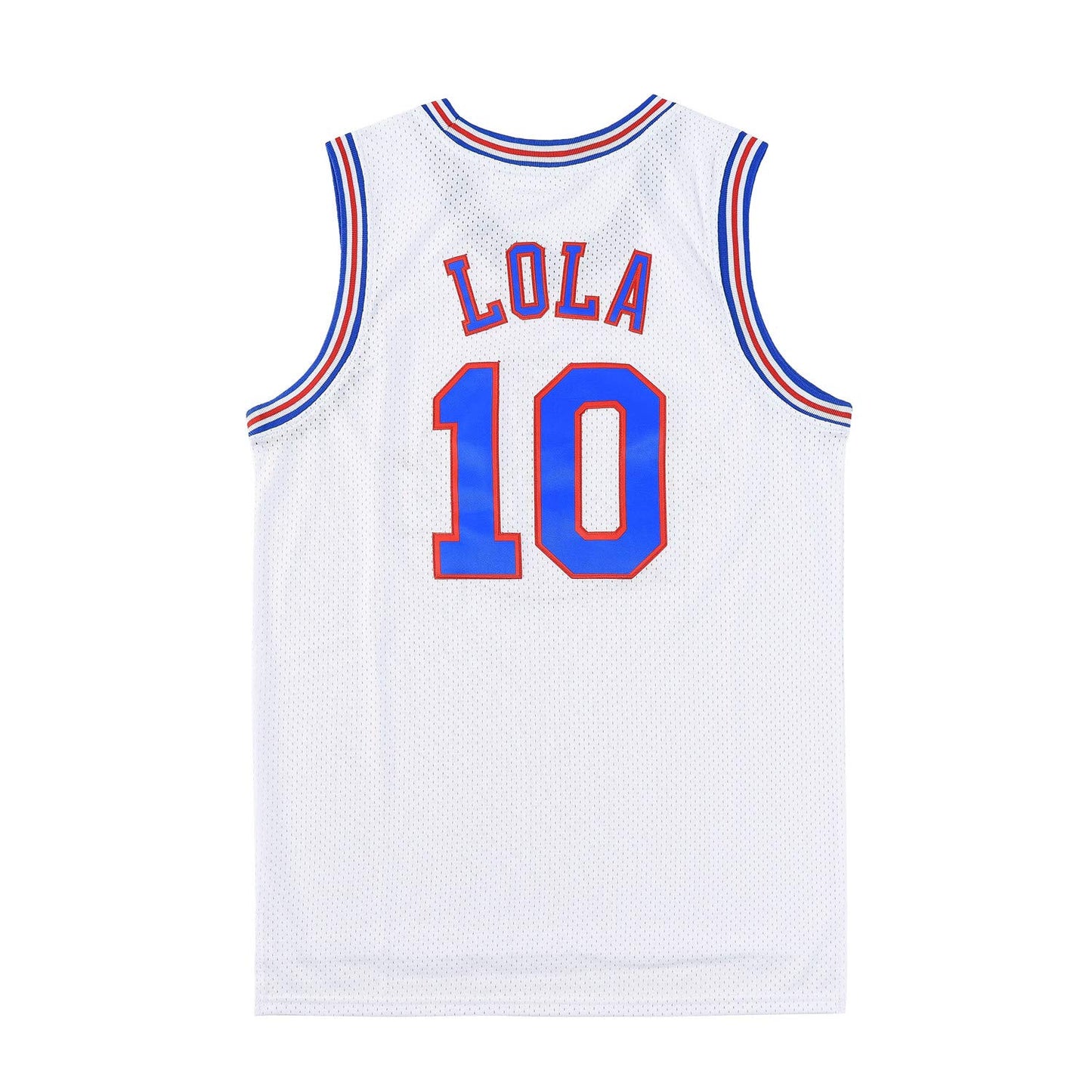 Lola #10 Bunny Space Mens Movie Jersey Looney Basketball Jersey Halloween Costumes Set with Bunny Head Hoop & Socks White M