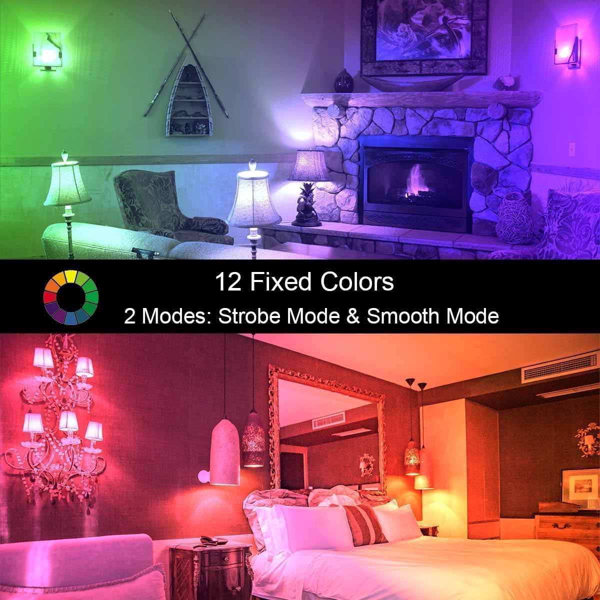 ILC RGB LED Light Bulb, Color Changing 40W Equivalent, Daylight White, 450LM Dimmable 5W E26 Screw Base RGBW, Mood Light Bulb - 12 Color Choices - Timing Infrared Remote Control Included (4 Pack)