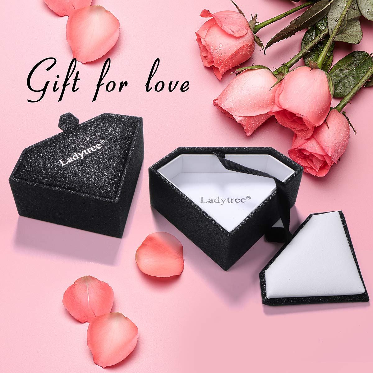 Ladytree S925 Sterling Silver Crescent Moon and Star CZ Pendant Necklace Jewelry,Rolo Chain,18 inches to 20 inches