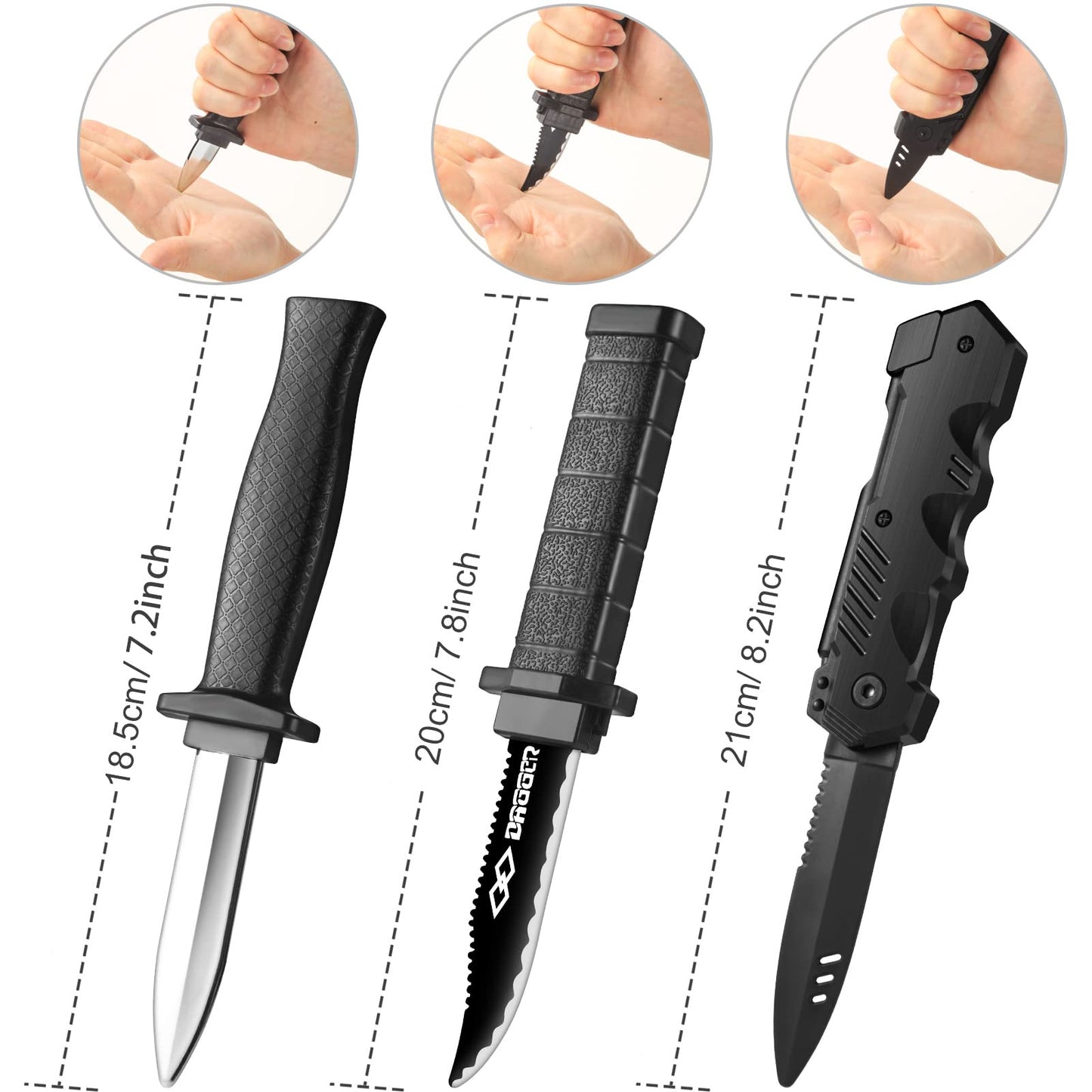 ZJoey 9 Pack Retractable Fake Knife Retractable Knife Halloween Props Fake Plastic Blades for Halloween April Fool's Party(9 Pcs Style A)