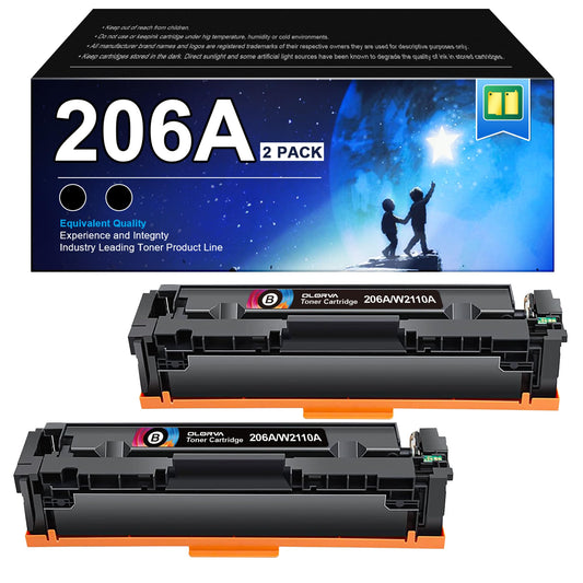 206A Black Toner Cartridge 2 Pack | Replacement for HP 206A 206X Compatible with HP Color Laserjet Pro MFP M283fdw M283cdw, M255dw, MFP M283 M255 Series | W2110A(2 Black)