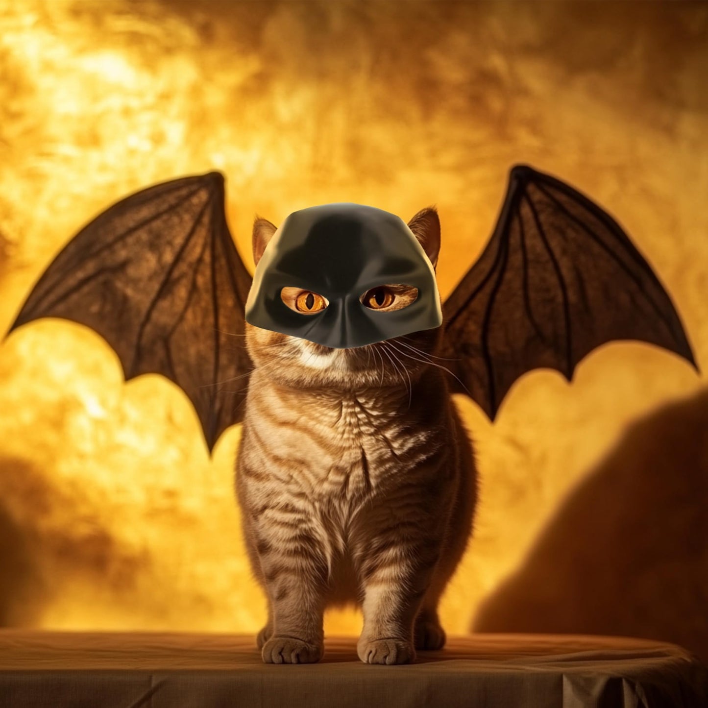 Yipintang Cat Bat Mask Halloween Costumes Accessories for Cats, Cat Bat Cosplay Apparel (Medium, Black Bat)