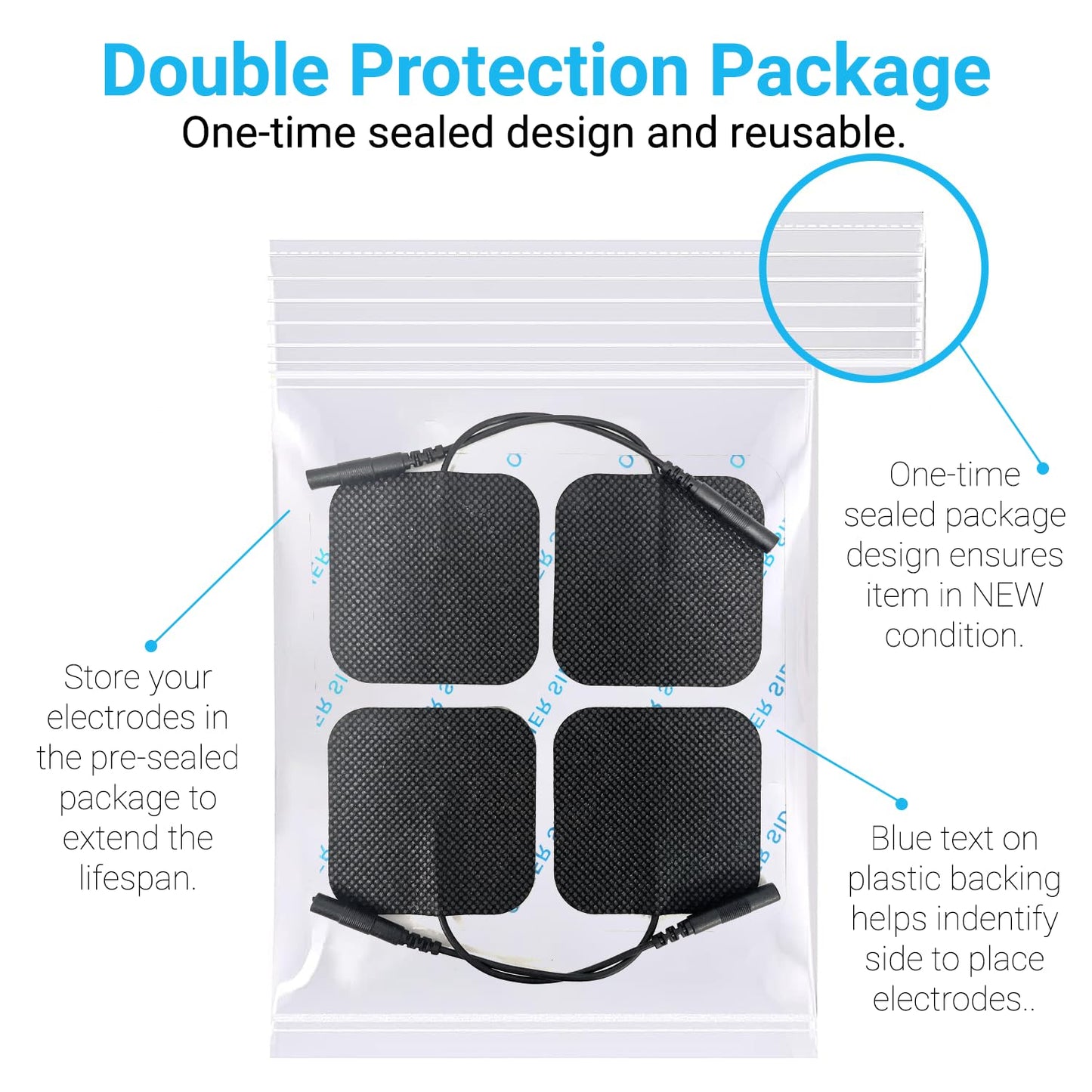 iReliev Electrode Value Pack TENS & EMS Pads (40) 2" X 2" Re-Usable, Premium Super Tack Gel