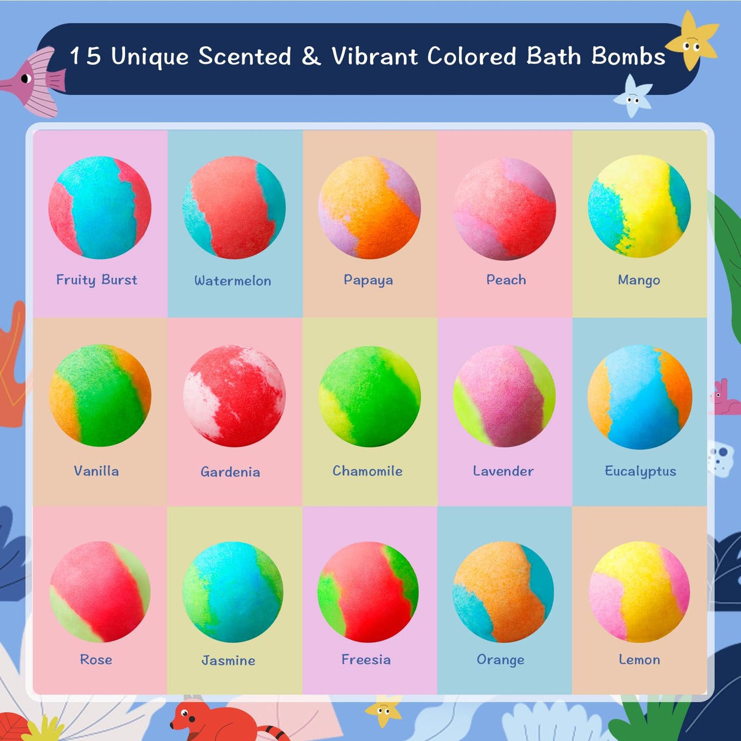 30 Kids Bath Bombs with Surprise Inside – Gift Set with 30 Unique Land & Sea Animal Toys, Fun, Educational, and Child-Safe Natural Bath Bombs with Toys, Great Gift for Kids’ Birthdays & Summer Fun