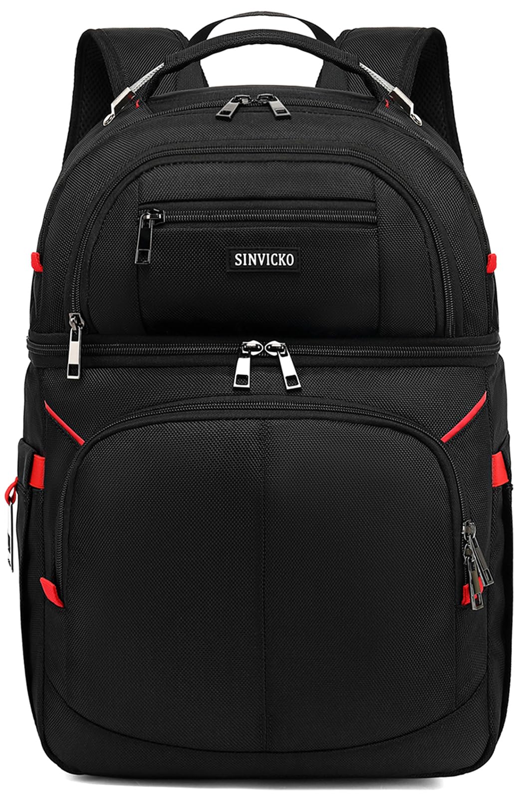 Insulated Cooler Backpack,Double Deck Leak Proof Cooler Bag,Insulated Backpack Cooler Lunch Backpack for Men Women,Black & Red