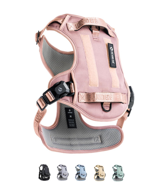 2025 New Edition, Fei & Eve MagEase Dog Harness - Patented Magnetic Buckles | 3-Point No-Pull Control | Heavy-Duty 900D Nylon | Dual Safety Handles | Breathable Mesh | Adjustable Fit | Medium, Pink
