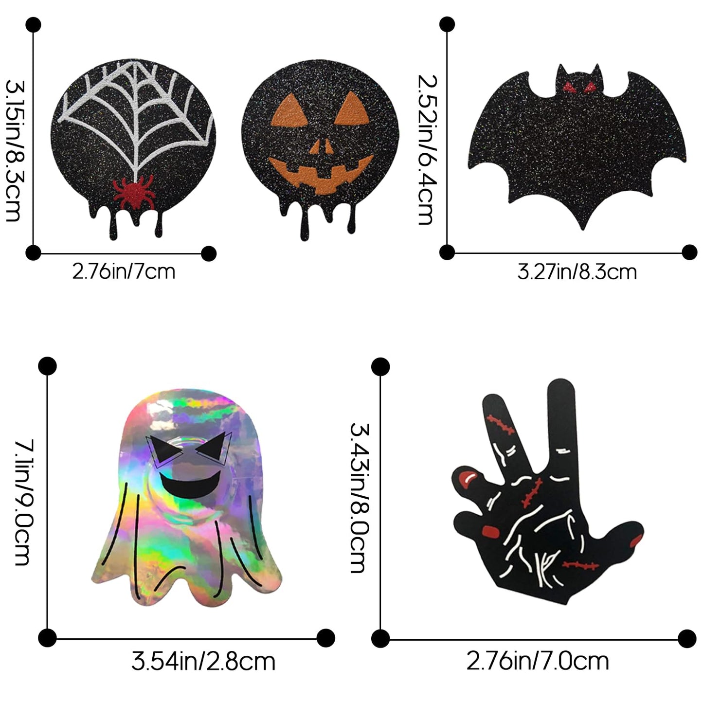 Ypser 10 Pairs Halloween Breast Petals Multi Colors Nipple Cover Disposable Satin Pasties