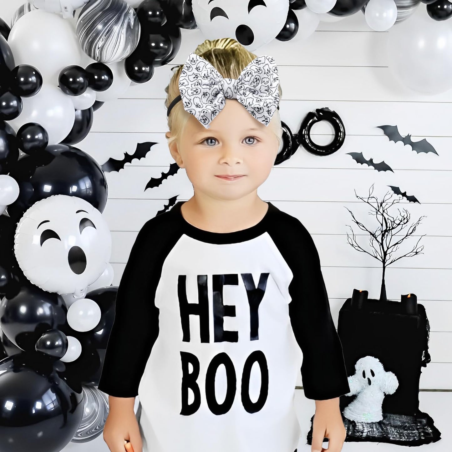YanJie Halloween Bows for Baby Girls Elastic Nylon Headbands Toddler Girls Spider Hair Bows Ghost Hair Halloween Accessories Newborn