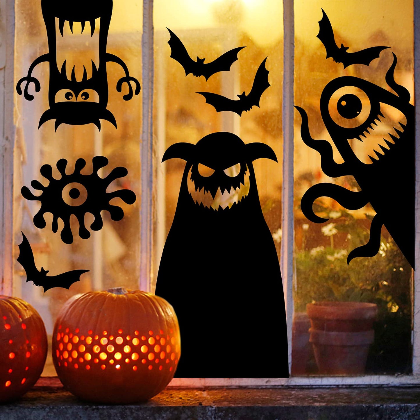 LOMIMOS Large Halloween Window Clings Decorations,Giant Silhouette Demon Ghost Window Stickers Decals for Halloween Home Decor Indoor Party Decorations