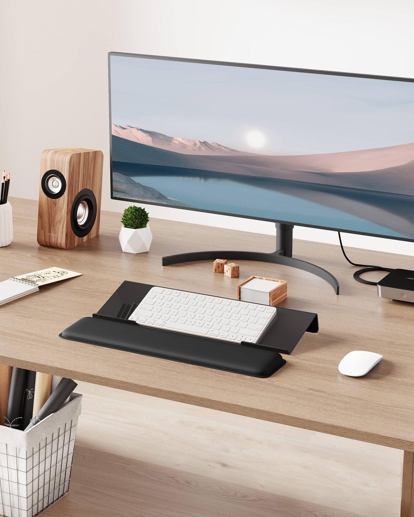 Laborio Computer Keyboard Wrist Rest Stand for Desktop, Keyboard Holder for Easy Typing with Wrist Pad for Office Desk, Home, School (Black)