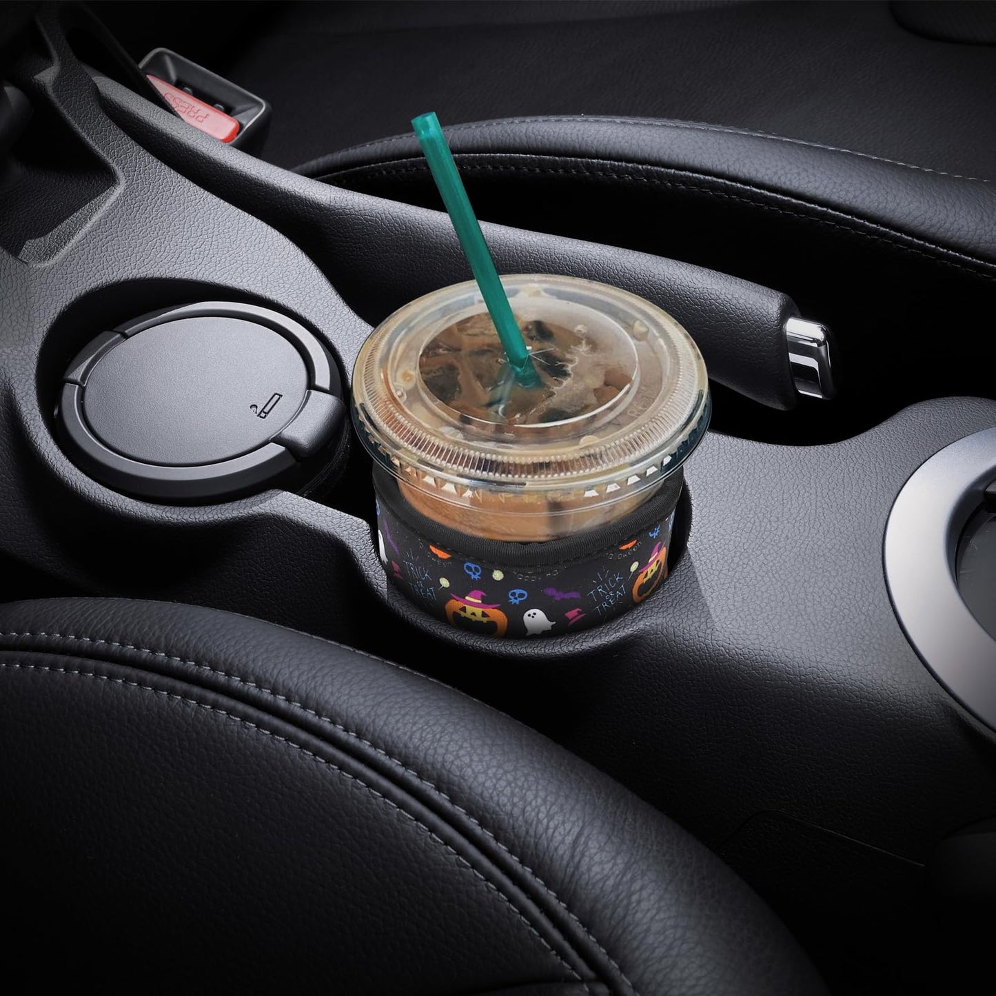 YR Reusable Neoprene Insulator Sleeve for Iced Coffee Cups, 3 Pack Coffee Coolies sleeves for Iced & Hot Drinks, Cold Beverage Cooler Compatible with Starbucks Coffee and More (Halloween Boo)
