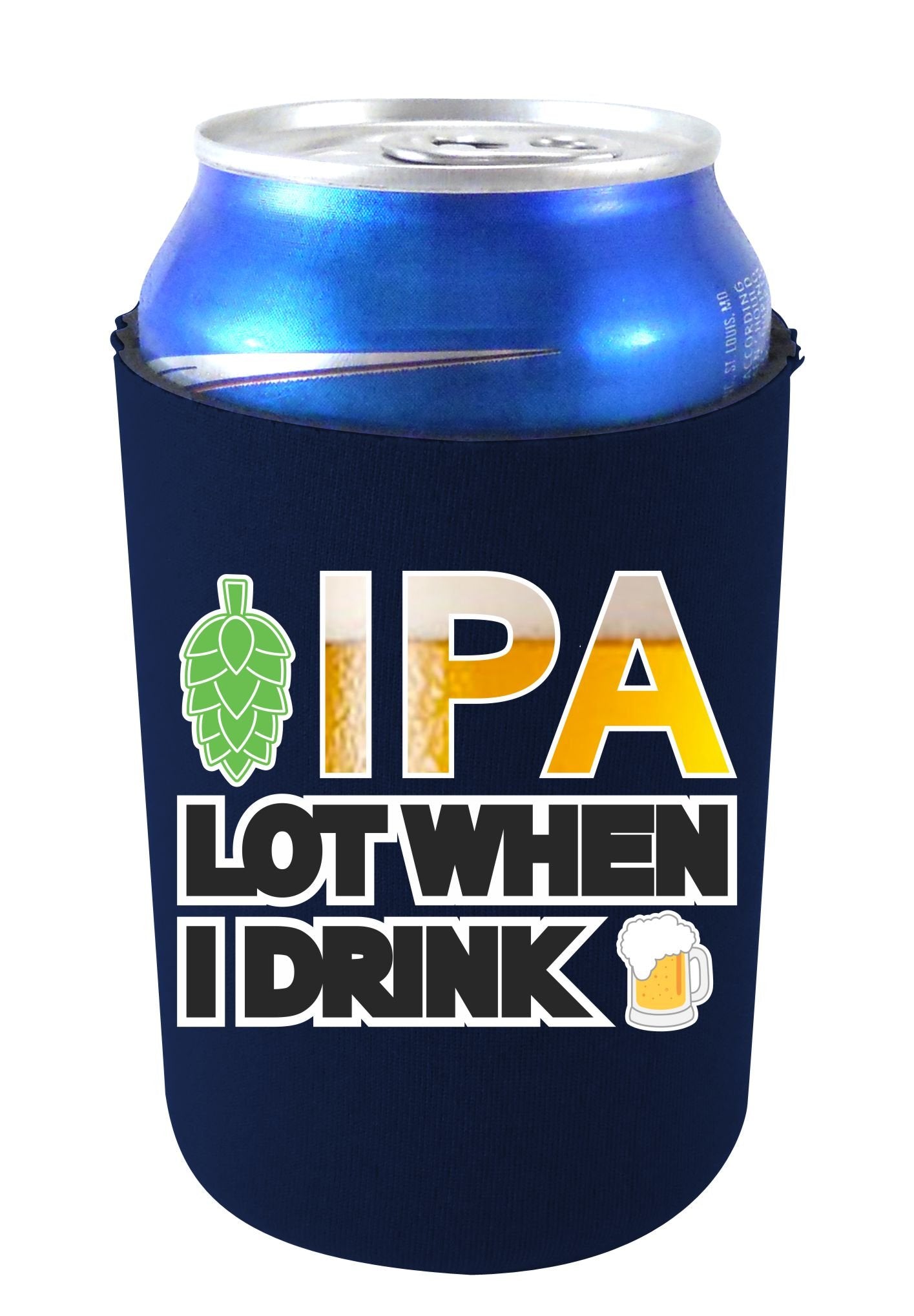 IPA Lot When I Drink Collapsible Can Coolie (1, Navy)