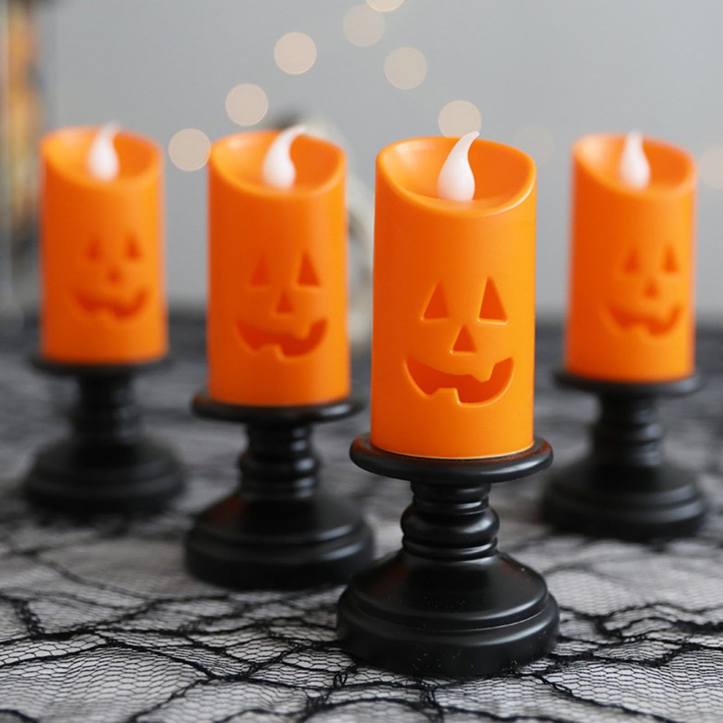 YBB 6PCS Pumpkin Candle Light, Orange Flameless Candle Lights LED Lamps Festival Decor Light for Halloween Party Table Centerpieces