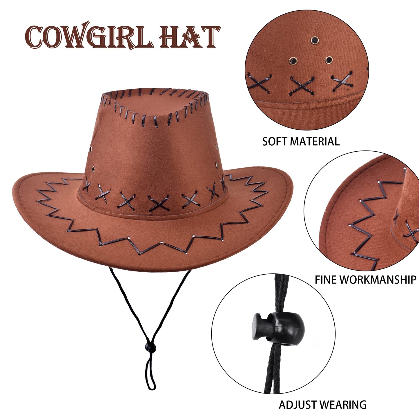 ZZIHAN Kids Cowboy Costume Chaps Vest for Boys Role Play Cowboy Cowgirl Hat Bandanas Sunglasses Dress up Accessories for Toddlers Boys Girls Birthday Party Halloween Christmas Cosplay Gift 3-5T