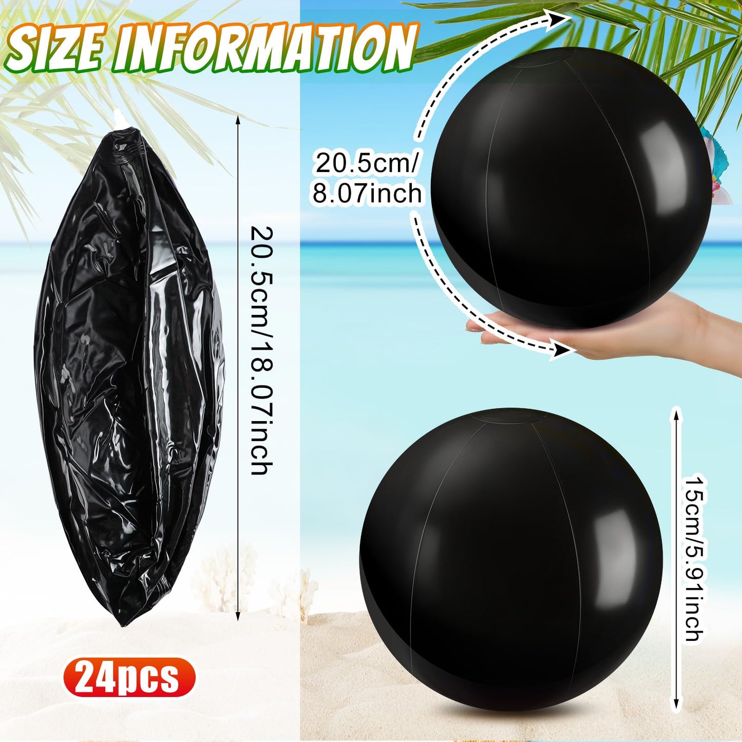 Yinder 24 Pieces Black Inflatable Ball 6 Inches Halloween Pool Floating Ball Halloween Party DIY Gothic Decorations for Holidays Water Games Party Supplies