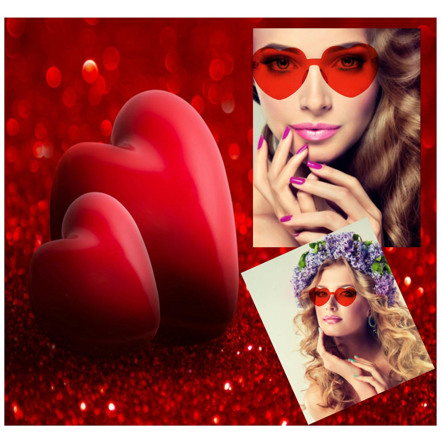Yoela Heart Thick Oversized Rimless Sunglasses Transparent Heart Shape Eyewear Colorful Glasses Party Favors