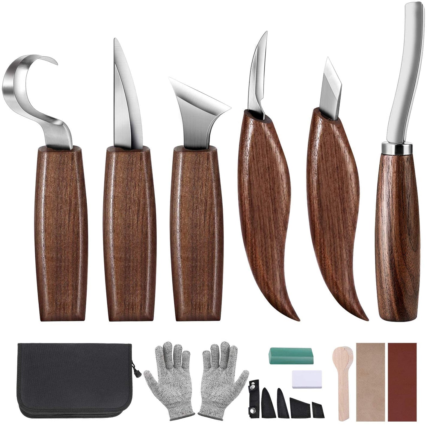 Wood Carving Tools Set,Detail Wood Knife,Hook Carving Knife Kit for Beginners,Trimming Knife for Spoon Bowl Cup Pumpkin Woodwork, Chip Carving Knife Kit,Square Handle Design(6pcs)