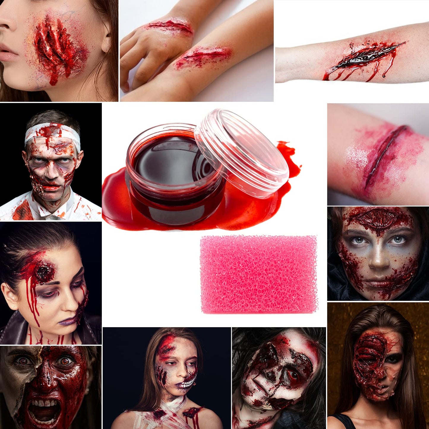 immetee Scar Wax SFX Makeup Kit, Face & Body Paint, Christmas Halloween Makeup Kit, Fake Blood, Painting Brushes, Spatula, Stipple Sponge, Stage Theatrical Party Cosplay, Carnival