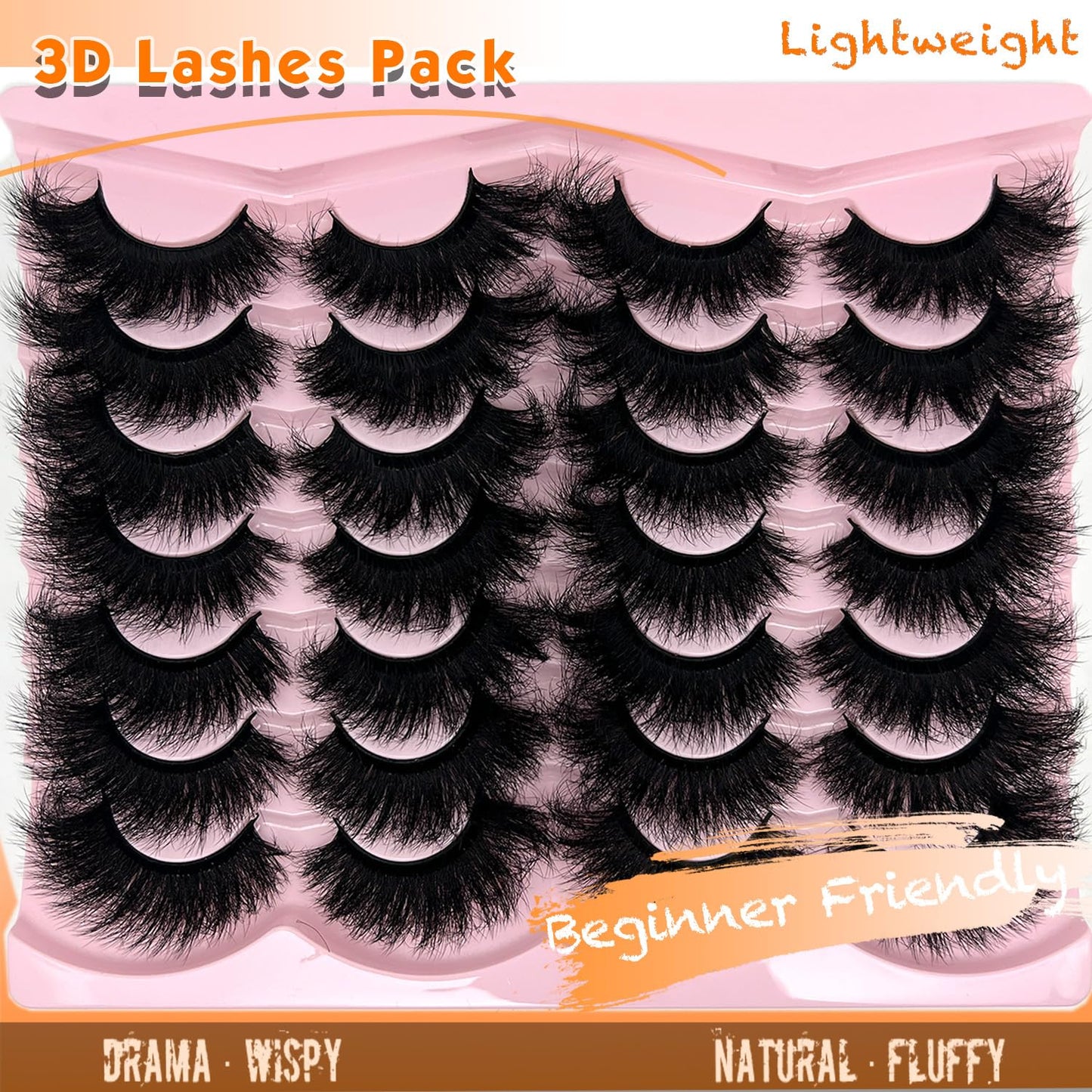 loladook Mink Lashes Fluffy 20mm Big Faux Mink Strip Lashes Cat Eye Long False Eyelashes Dramatic Soft 25mm 3D Volume Eyelashes 14 Pairs