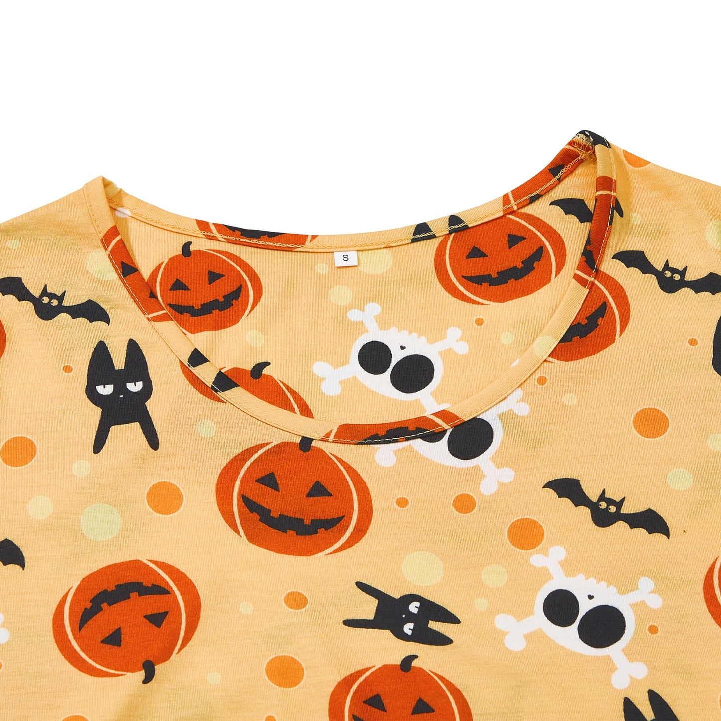 Zando Women's Halloween Pajamas Set - Cotton Nightgowns PJs Soft Night Gowns for Adult Women Pumpkin Skull Medium