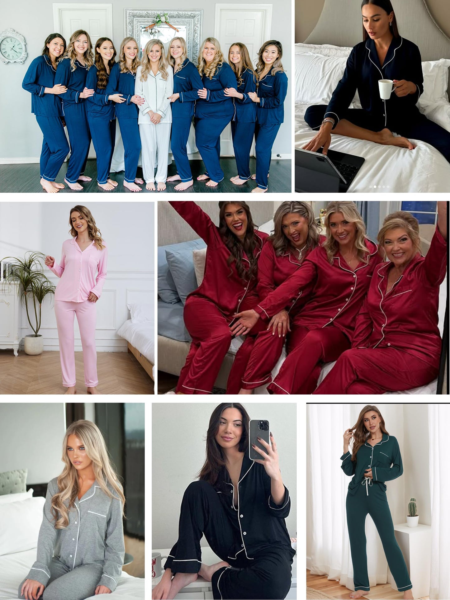 Yoolfine Button Up Pajamas for Women, Long Sleeve Sleepwear Soft Loungewear Ladies Pjs Set, Lavender, Medium