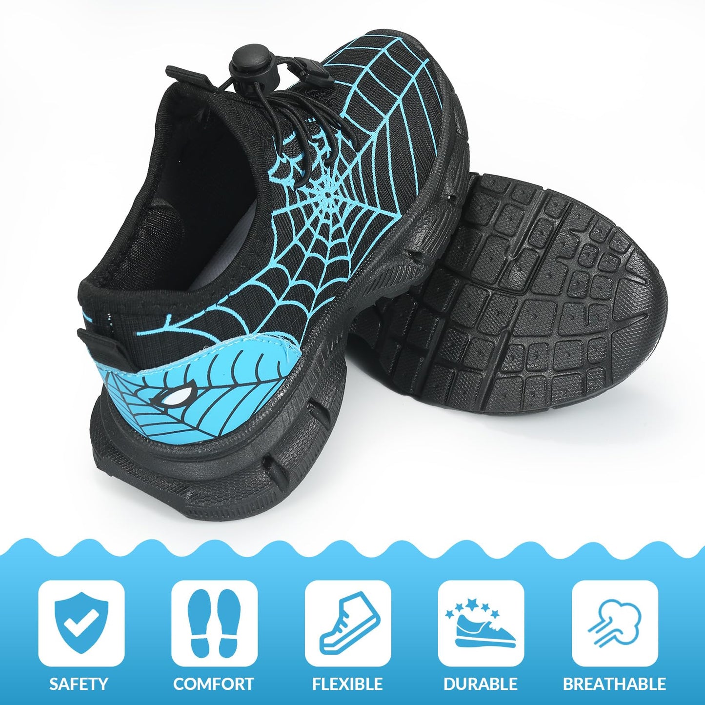 YAOWUQUAN Boy Festive Tennis Shoes for Children's Parties Breathable Light Up LED Shoes for Kids(10,Black)