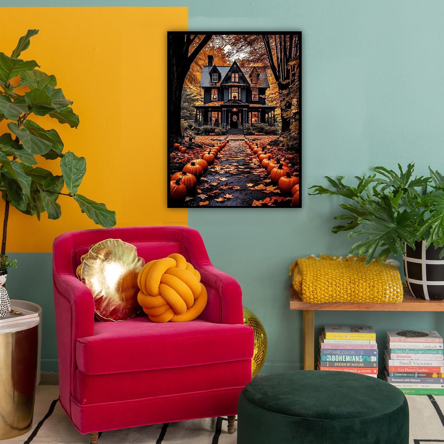 Landscape Paint by Number for Adults-Paint by Numbers for Adults Halloween, House Painting by Numbers for Gift Home Wall Decor (Halloween, 16x20 inch)