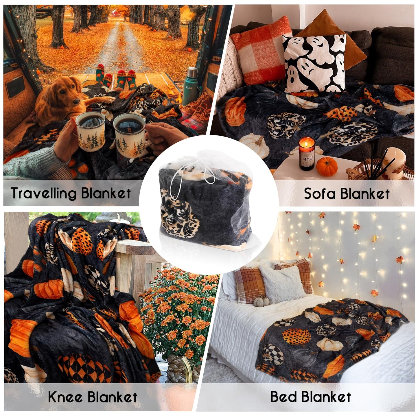 Yiyhuxf Halloween Pumpkin Blanket,Fall Fleece Blanket,Pumpkin Gifts for Women,Halloween Flannel Fleece Throw Blanket for Home Living Room Couch Bed Chair or Dorm Decor 60"x50"