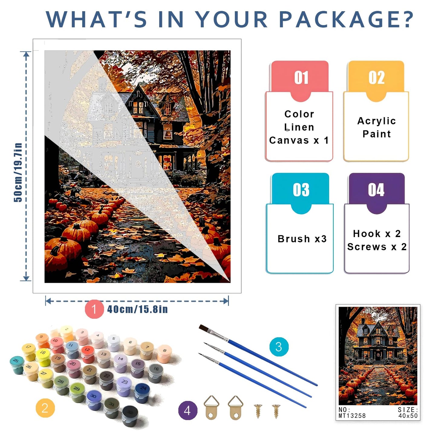 Landscape Paint by Number for Adults-Paint by Numbers for Adults Halloween, House Painting by Numbers for Gift Home Wall Decor (Halloween, 16x20 inch)