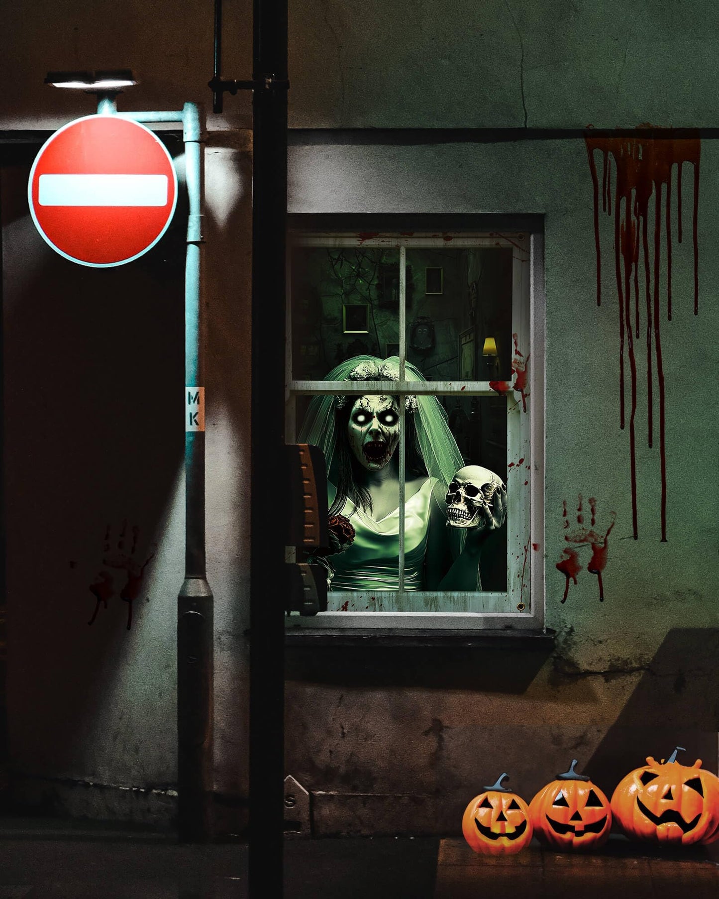 YUSPENYE 2 Pack of Halloween Newlyweds Ghost Window Door Cover, Halloween Decoration, Party Decors