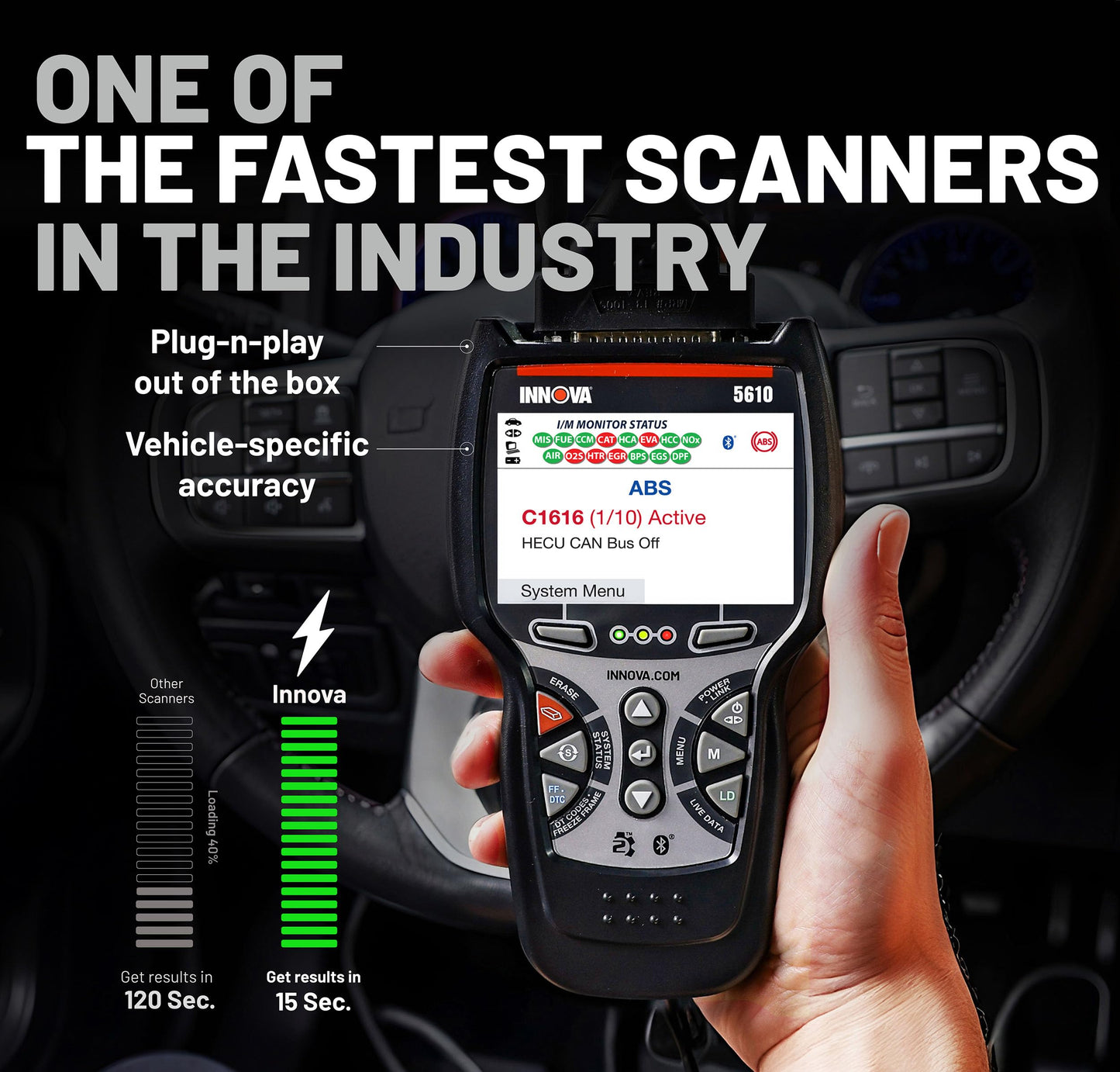 Innova 5610 OBD2 Bidirectional Scan Tool - Understand Your Vehicle, Pinpoint What's Wrong, and Complete Your Repairs with Less Headache, Updates Included, US-Based Technical Support