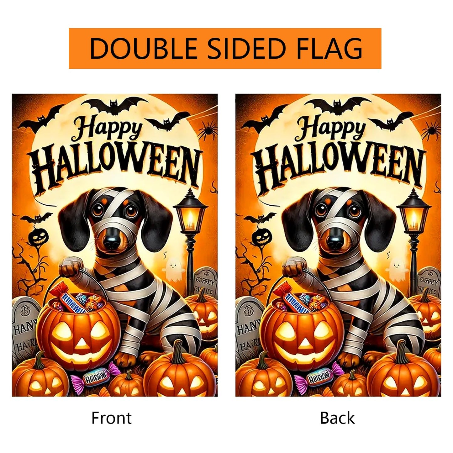 YBHWOGI Halloween Dog Garden Flag 12x18 Inch Double Sided Pumpkin Garden Flag Halloween Decorative Yard Flag for Outside, Patio, Porch and Lawn