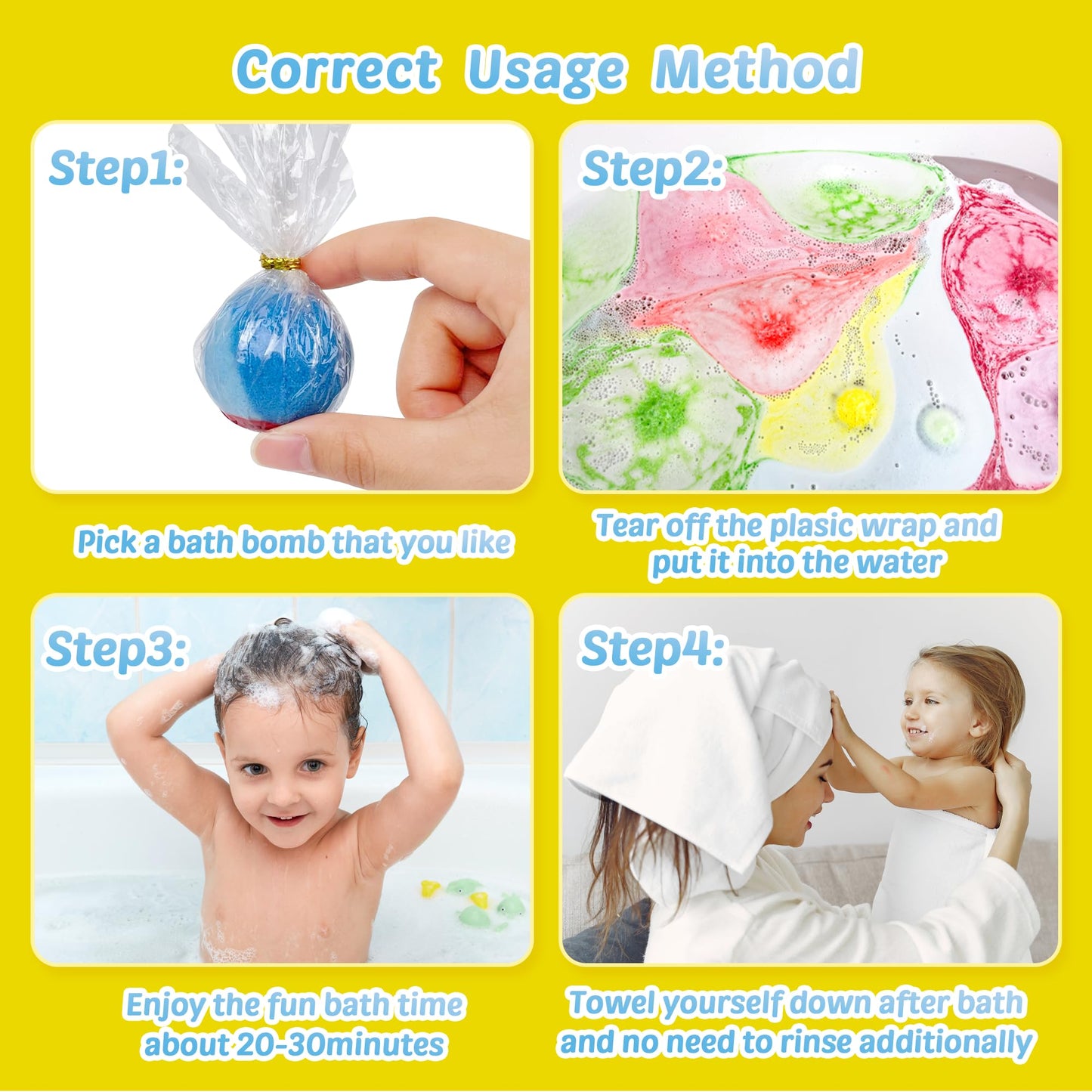 Yekery Bath Bombs for Kids with Toy Inside, 30 PCS Natrual and Organic Bubble Bath Bombs with Glow-in-The-Dark Surprise Inside, Perfect Handmade Birthday, Party, for Boys and Girls.